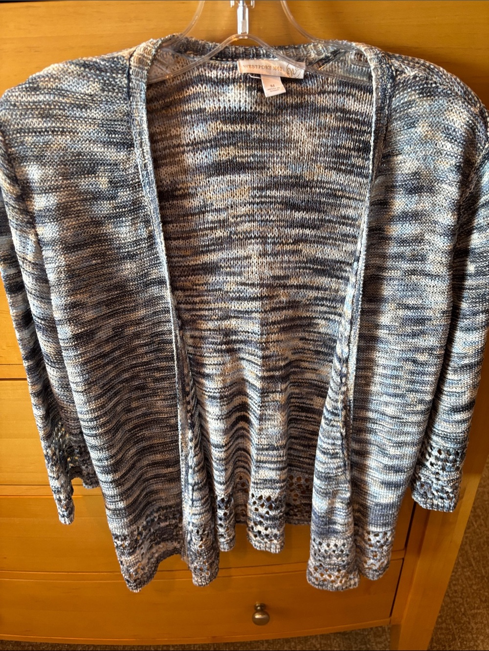 Westport Marled Navy and Light Blue Open-Front Cardigan